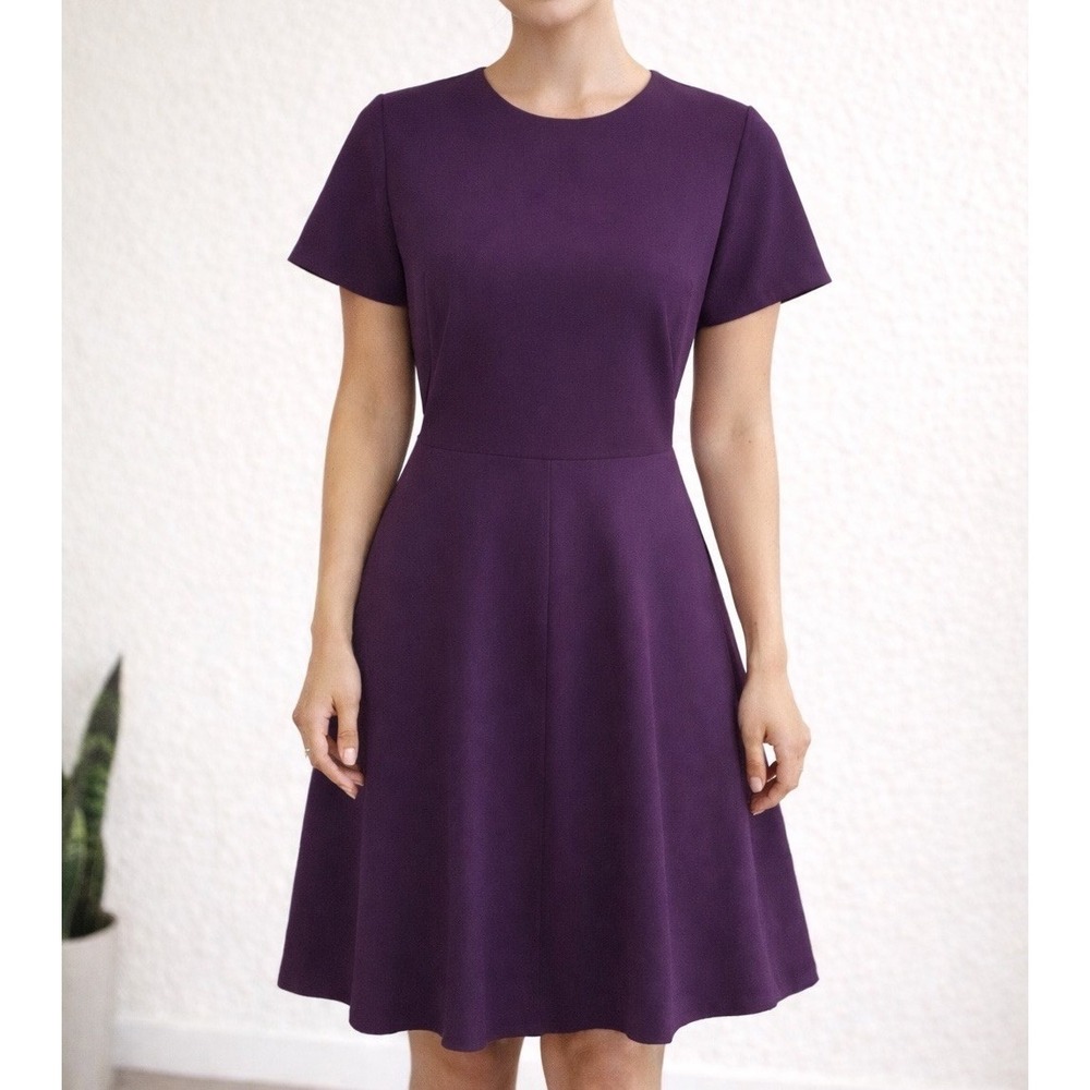 Brooks Brothers Wool Purple A-Line Dress Sz 6 Short Sleeve Career-core Classic - Picture 1 of 16
